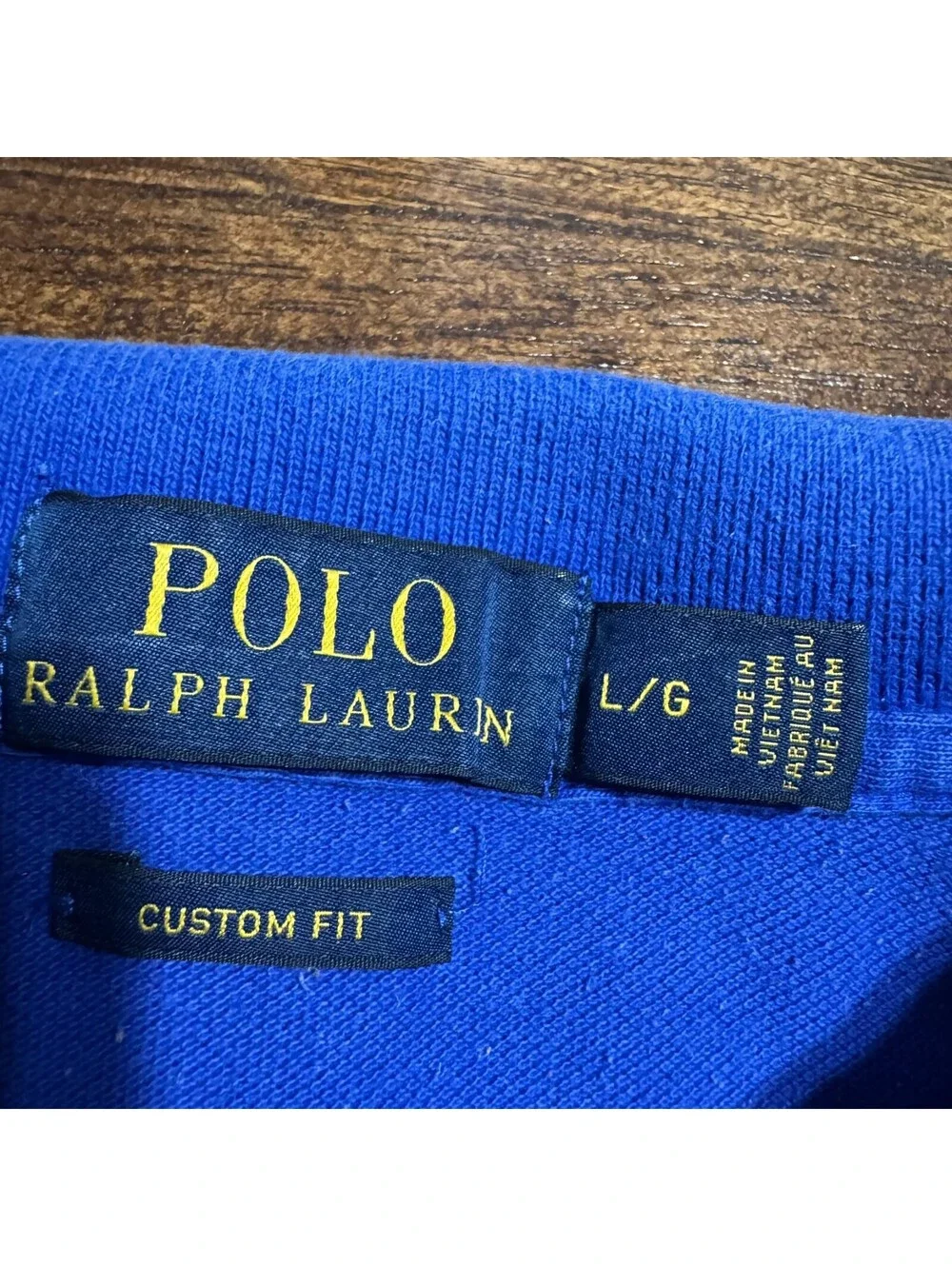 Ralph Lauren Custom Fit Polo shirt Blue Pony Size M (L)  Cotton Preppy